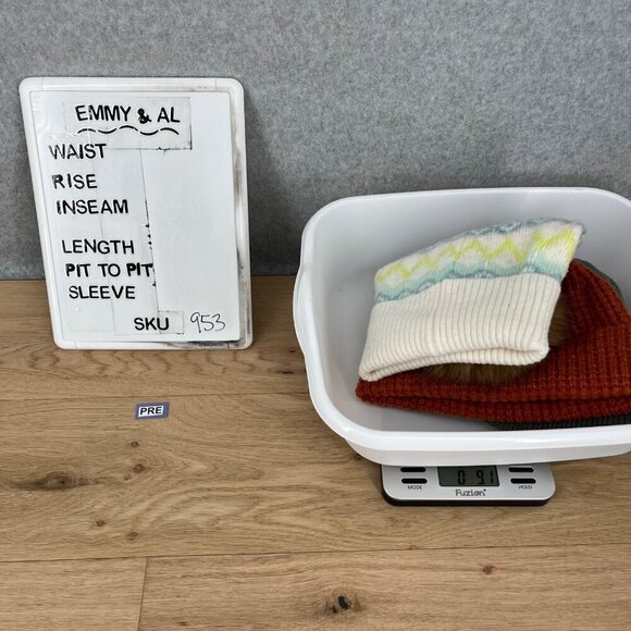 Madewell J Crew Loft Wool Blend Hat Beanie Lot of 3 Orange Green Cream Big Pom - Picture 13 of 13